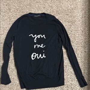 Black Sweater with White Script